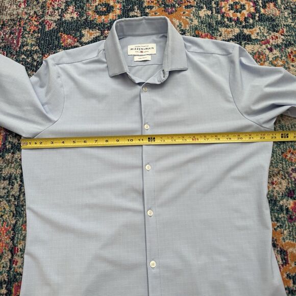 Mizzen + Main Leeward Collection Large Trim Fit Button Down Shirt Blue Check - Picture 7 of 8